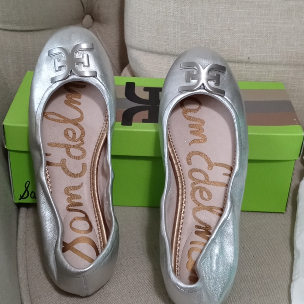 Sam Edelman silver flats  Florence Lea